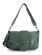 VENEZIA Geanta crossbody dama piele naturala - verde - 18x30x8 -5cm - curea detasabila - 2 buzunare interioare - 1 buzunar exterior