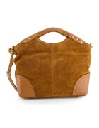 VENEZIA Geanta crossbody din piele intoarsa maro - dimensiuni 29x26x10cm - curea detasabila 115cm