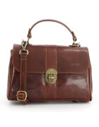 VENEZIA Geanta crossbody din piele naturala - 17x26x10cm - cu manere de 24cm - curea detasabila max 124cm - 2 compartimente interioare - Maro