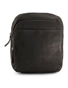 VENEZIA Geanta crossbody din piele naturala cu buzunare multiple - Negru - 30x24x7