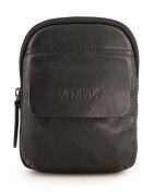 VENEZIA Geanta crossbody din piele naturala cu detaliu logo stantat - Negru