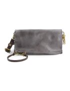 VENEZIA Geanta crossbody din piele naturala cu multiple compartimente - Gri - 12x21x10