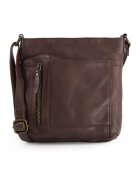 VENEZIA Geanta crossbody din piele naturala - maro - 21x19x6cm - 5 buzunare - curea max 145cm