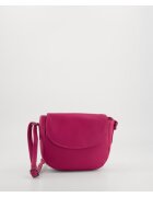 VENEZIA Geanta crossbody din piele naturala si textil - roz - 20x16x5cm - curea max 165cm - 1 buzunar interior - 1 buzunar exterior