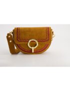 VENEZIA Geanta crossbody piele intoarsa - maro - dimensiuni 14x20x5cm - cu curea detasabila - compartimente interioare si exterioare.