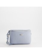 VENEZIA Geanta crossbody piele naturala - albastra - dimensiuni 25x13x5cm - cu elemente metalice argintii.