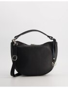 VENEZIA Geanta crossbody piele naturala - neagra - 30x19x6cm - cu detalii metalice argintii