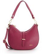 VENEZIA Geanta dama bordeaux din piele naturala - 14x24x9cm - cu curea de umar detasabila - 43cm