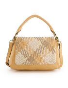 VENEZIA Geanta dama din piele naturala - crossbody - 3 compartimente - bej/maro - 29x20x10cm
