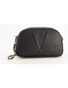 VENEZIA Geanta dama messenger - piele naturala - neagra - 16x25x8cm - cu curea detasabila 120cm