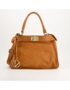VENEZIA Geanta dama model Crossbody - piele naturala - maro - 35x26x17cm - curea detasabila - 3 buzunare.