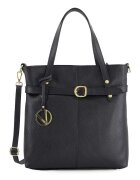 VENEZIA Geanta dama shopper din piele naturala - neagra - 32x30x10cm - cu manere de 51cm - curea detasabila max 114cm - 2 buzunare interioare