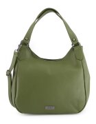 VENEZIA Geanta dama shopper din piele naturala - verde - 28x30x12cm - cu 3 buzunare interioare - curea detasabila 119cm