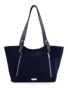 VENEZIA Geanta dama shopper granat cu 3 buzunare - 27x45x11cm - piele intoarsa - manere reglabile