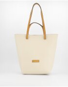 VENEZIA Geanta dama Shopper piele naturala 36x40x14cm manere maro - 1 buzunar interior - Bej