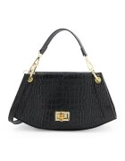 VENEZIA Geanta dama Shopper - piele naturala - neagra - 16x29x9cm - cu manere detasabile - 1 buzunar interior