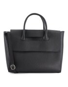 VENEZIA Geanta dama shopper - piele naturala - neagra - 32x26x11cm - curea detasabila 110cm