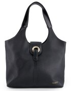 VENEZIA Geanta dama shopper - piele naturala - neagra - 32x35x9cm - 2 buzunare interioare - 1 buzunar exterior