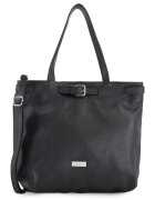 VENEZIA Geanta dama shopper piele naturala neagra 32x36x12cm cu 3 buzunare interioare - curea detasabila 126cm