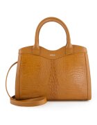 VENEZIA Geanta de dama Bucket - piele naturala - 33x25x8cm - cu 3 compartimente interioare - curea detasabila 114cm - Maro