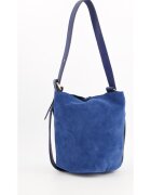VENEZIA Geanta de dama model Messenger - piele intoarsa - albastru marin - 25x25x14 -5cm - curea detasabila 76cm