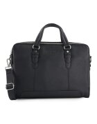 VENEZIA Geanta de mana din piele naturala - neagra - 9 compartimente - 38x23x13cm