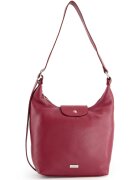 VENEZIA Geanta de umar din piele naturala - bordo - 31x24x10cm - cu 2 buzunare interioare - curea max 99cm