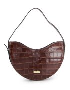 VENEZIA Geanta de umar din piele naturala lacuita - maro - 25x14x6cm - cu un compartiment interior