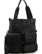 VENEZIA Geanta de umar din piele naturala - neagra - 3 compartimente interioare - 4 compartimente exterioare - 35x31x8cm