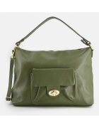 VENEZIA Geanta de umar din piele naturala verde - cu detalii aurii - 28x45x13cm - curea detasabila max 117cm