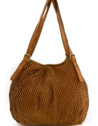 VENEZIA Geanta de umar - maro - piele naturala - 30x30x14cm - 3 buzunare interioare