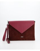 VENEZIA Geanta de umar - Minaudiere - bordou - 24x34x2cm - piele naturala - interior textil - curea detasabila