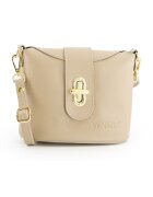 VENEZIA Geanta de umar - model Crossbody - piele naturala - bej - 18x20x9cm - curea detasabila max 138cm