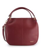VENEZIA Geanta de umar model Shopper - piele naturala - bordou - 36x32x14cm - curea detasabila - 2 buzunare interioare - 1 buzunar exterior