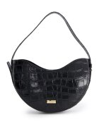 VENEZIA Geanta de umar - piele naturala lacuita - neagra - 14x25x6cm - lungime maxima curea 91cm