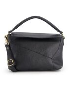 VENEZIA Geanta de umar - piele naturala - neagra - 15x24x11cm - cu bretea detasabila