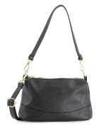 VENEZIA Geanta de umar - piele naturala - neagra - 16x26x10cm - 3 compartimente - detalii aurii