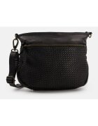 VENEZIA Geanta de umar - piele naturala - neagra - 21 -5x30x10cm - 2 buzunare interioare - 2 buzunare exterioare - curea detasabila max 150cm