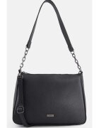 VENEZIA Geanta de umar - piele naturala - neagra - 31x22x10cm - cu curea detasabila