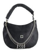 VENEZIA Geanta de umar - piele naturala - neagra - 5 compartimente interioare - 26x31x11cm