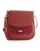 VENEZIA Geanta de umar - piele naturala - rosie - 19x20x7cm - cu 3 buzunare - curea detasabila max 124cm