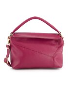 VENEZIA Geanta messenger dama piele naturala - bordou - 15x24x11cm - curea detasabila - 1 buzunar interior - 1 buzunar exterior
