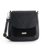 VENEZIA Geanta messenger din piele naturala -19x20x7cm - cu 1 buzunar interior si 2 exterioare - curea detasabila - Negru