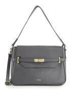 VENEZIA Geanta messenger din piele naturala gri - 31x22x12cm - cu 3 buzunare interioare - curea detasabila max 117cm