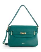 VENEZIA Geanta messenger din piele naturala verde - 31x22x12cm - cu 3 buzunare interioare - curea detasabila 117cm