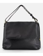 VENEZIA Geanta messenger pentru femei - piele naturala - neagra - 36x27x13cm - lungime manere 48cm - curea max 98cm