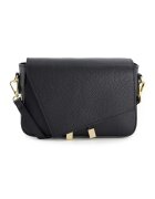 VENEZIA Geanta messenger piele naturala - neagra - 16x23x7cm - curea detasabila 120cm