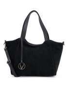 VENEZIA Geanta shopper dama piele intoarsa - neagra - 27x42x11cm - curea detasabila 121cm