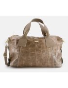 VENEZIA Geanta shopper din piele intoarsa - maro - 31x39x13cm - cu 4 compartimente interioare - curea detasabila max 124cm