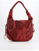 VENEZIA Geanta shopper din piele naturala bordo - 33x40x6cm - cu 3 buzunare interioare - curea detasabila max 114cm